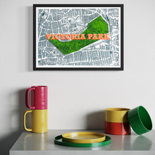 Load image into Gallery viewer, Victoria Park London Map Screen Print – East London Wall Art
