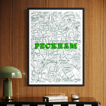 Load image into Gallery viewer, Peckham London Map Screen-print - South London Wall Art
