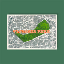 Load image into Gallery viewer, Victoria Park London map screen print – East London wall art
