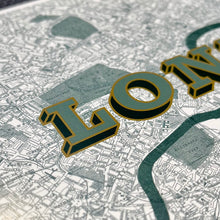 Load image into Gallery viewer, A6 Vintage London Map Print (Circa 1890) – Green/Teal | Giclée Fine Art with Magnifying Glass
