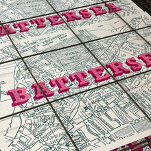 Load image into Gallery viewer, Battersea London Vintage Map Print (Pink and Teal, Circa 1890) – Hand Screen Printed Wall Art | Signed Limited Edition
