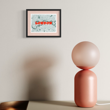 Load image into Gallery viewer, A6 Vintage London Map Print (Circa 1890) – Orange/Teal | Giclée Fine Art with Magnifying Glass
